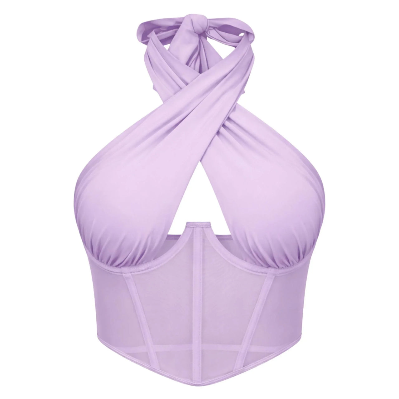 Women's Sexy Sleeveless Cross Halter Fishbone Corset Crop Top