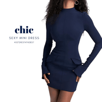 Thumbnail for Women's Sexy Two Pocket Mini Dress -, , Drestiny , Australia, Black, Canada, Dark Blue, FR, L, Long Sleeves, M, Mini Dresses, New Zealand, S, United Kingdom, United States , Drestiny , www.shopdrestiny.com