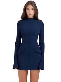 Thumbnail for Women's Sexy Two Pocket Mini Dress -, , Drestiny , Australia, Black, Canada, Dark Blue, FR, L, Long Sleeves, M, Mini Dresses, New Zealand, S, United Kingdom, United States , Drestiny , www.shopdrestiny.com