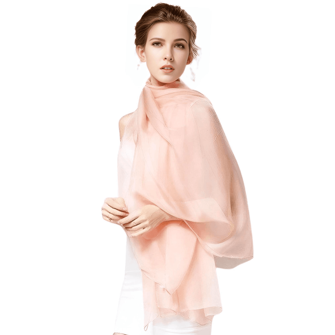 Women's Shawl - 100% Natural Silk Scarf -, Shawl , Drestiny , Australia, Bisque, Black, Canada, Dark Pink, Deep Pink, FR, Green, Grey, Indigo, New Zealand, Orange, Papaya Whip, Pink, Purple, Red, Salmon, Scarves, Sky Blue, United Kingdom, United States, White, Wine Red, Yellow , Drestiny , www.shopdrestiny.com