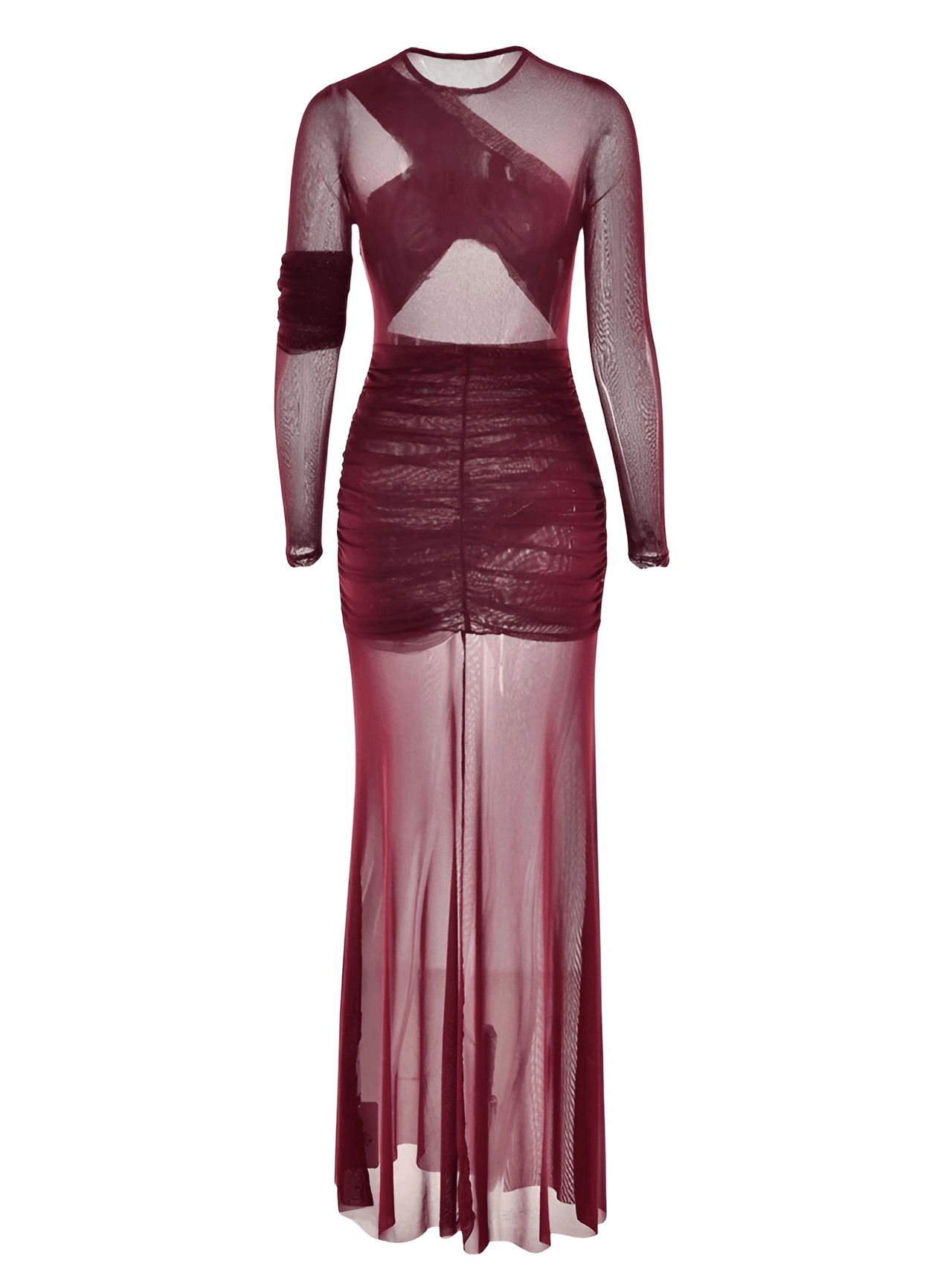 Women's Sheer Maxi Dress Sexy Ruched Long Sleeve Bodycon Party Club Evening Dresses Elegant, Drestiny, Maxi Dresses, Long Sleeves, Claret, Dark Red, Wine Red, Brown, Dark Brown, Coffee, Beige, Off White, S, M, L, United States, Australia, FR, United Kingdom, shopdrestiny.com