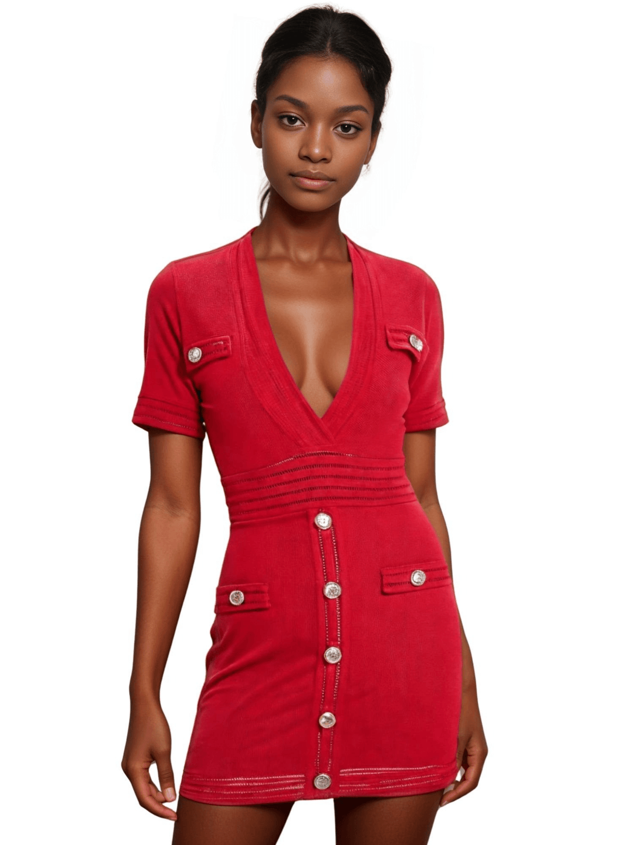 Women's Short-Sleeved V-Neck Mini Dress, Drestiny, Mini Dresses, Short Sleeves, S, M, L, XL, United States, USA, Canada, Australia, New Zealand, United Kingdom, UK, Teal, Dark Olive Green, Black, Deep Pink, White, Orange, Red, Purple, Yellow, Khaki, v-neck mini dress, V-neck mini dress red, shopdrestiny.com