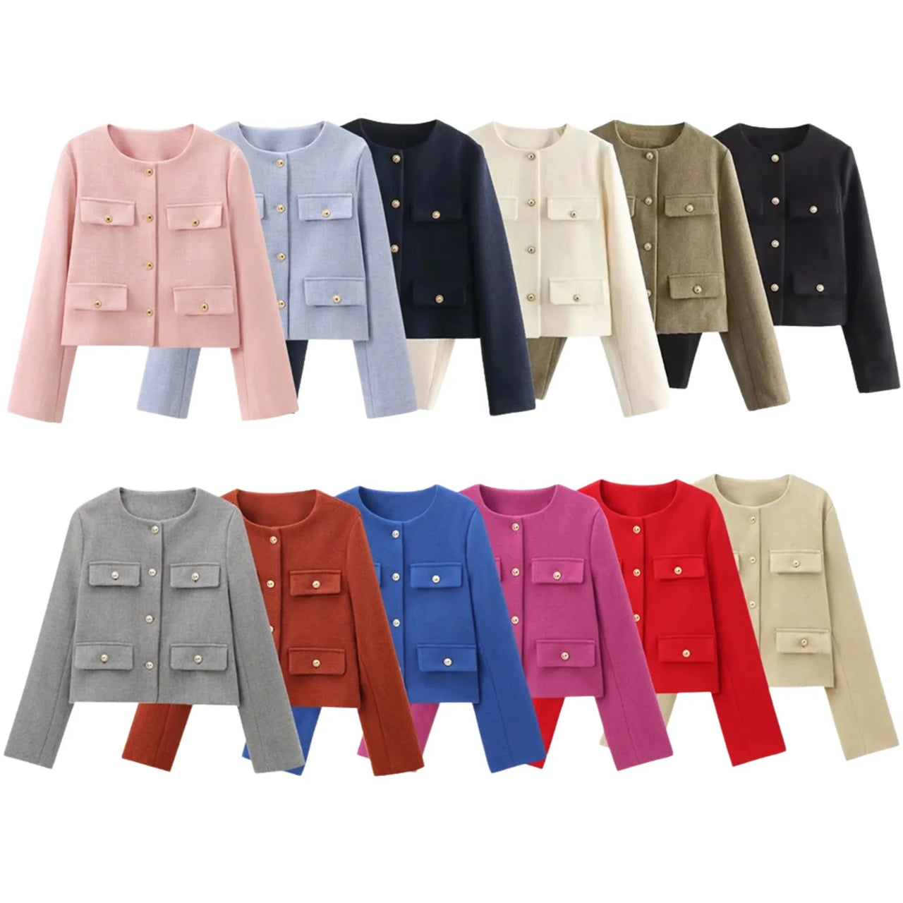 Women's Short Suit Jacket High Fashion Women's Jackets, Jackets, Blazers, XS, S, M, L, United States, USA, Canada, Australia, New Zealand, United Kingdom, UK, Black, Dark Khaki, White, Orange Red, Grey, Champagne, Deep Pink, Blue, Pink, Navy, Red, Light Blue, women's short blazer, cropped blazer, cropped suit jacket, short tailored jacket, women's cropped jacket, shopdrestiny.com