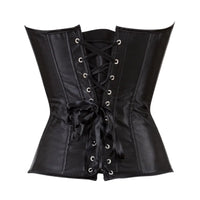 Thumbnail for Black satin corset with lace-up back on a white background