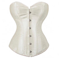 Thumbnail for Apricot satin corset with silver buttons on a white background
