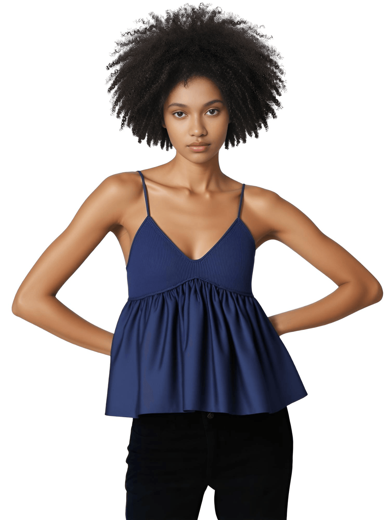 Women's Sleeveless V-Neck Top -, Shirts , Drestiny , Australia, Canada, Casual Shirts, Dark Blue, Dress Shirts, Gender_Women, L, M, Navy, New Zealand, S, Sleeveless, United Kingdom, United States , Drestiny , www.shopdrestiny.com