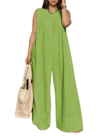 Thumbnail for Women's Sleeveless Wide Leg Jumpsuit in White or Black -, Jumpsuit , Drestiny , Australia, Black, Jumpsuits, L, M, XXL, 2XL, 3XL, XXXL, Blue Grey, Yellow, Avocado Green, New Zealand, Pant Sets, S, Sleeveless, United Kingdom, United States, White, XL , Drestiny , www.shopdrestiny.com