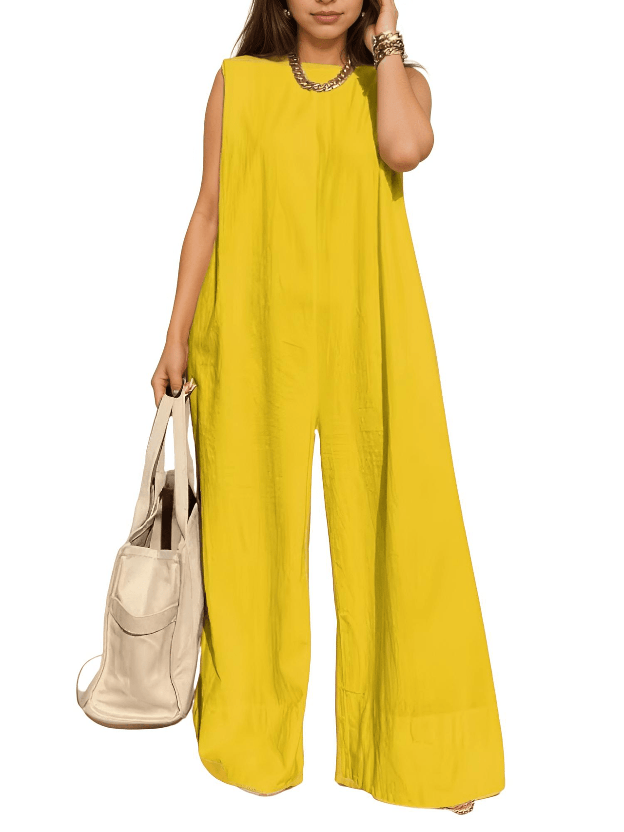 Women's Sleeveless Wide Leg Jumpsuit in White or Black -, Jumpsuit , Drestiny , Australia, Black, Jumpsuits, L, M, XXL, 2XL, 3XL, XXXL, Blue Grey, Yellow, Avocado Green, New Zealand, Pant Sets, S, Sleeveless, United Kingdom, United States, White, XL , Drestiny , www.shopdrestiny.com