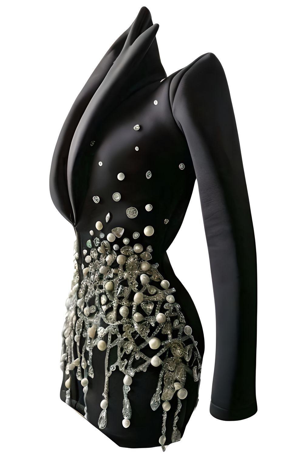 Women's Sparkly Crystal Pearls Mini Dress Black -, Dress , Drestiny , Australia, Black, Canada, L, Long Sleeves, M, Mini Dresses, New Zealand, S, United Kingdom, United States, White, XL , Drestiny , www.shopdrestiny.com