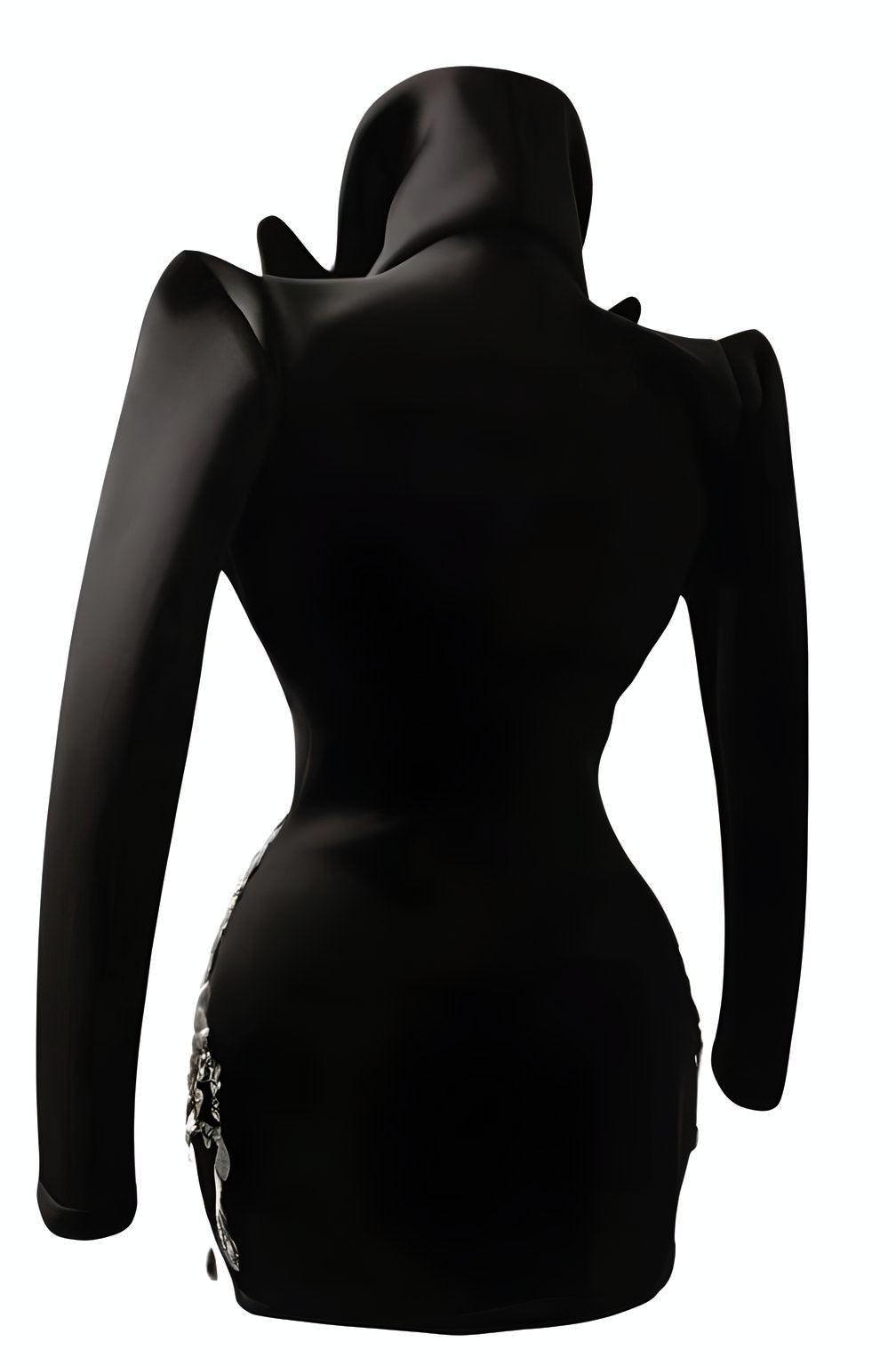Women's Sparkly Crystal Pearls Mini Dress Black -, Dress , Drestiny , Australia, Black, Canada, L, Long Sleeves, M, Mini Dresses, New Zealand, S, United Kingdom, United States, White, XL , Drestiny , www.shopdrestiny.com