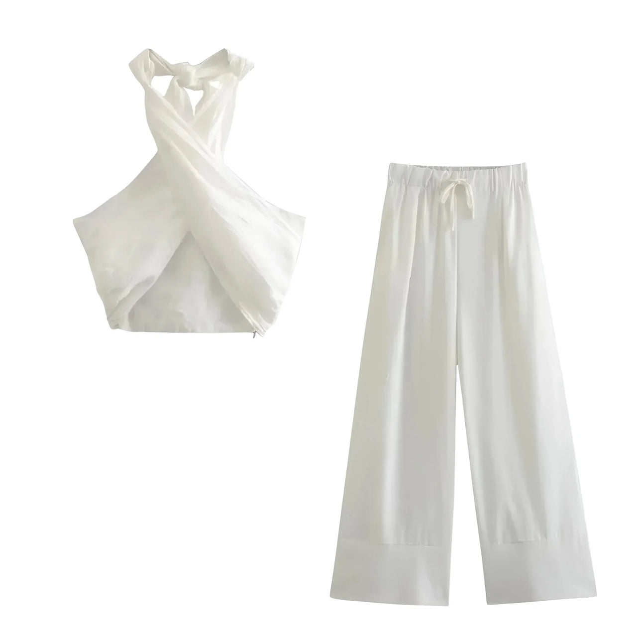 Khaki Suits Women Sleeveless Halter Sexy Crop Tops Women's Streetwear Fashion Set High Waist Wide Leg Pants + Halter Top, Drestiny, Sets, Pant Sets, Casual Pants, Casual Shirts, Sleeveless, Crop Tops, XS, S, M, L, White, Grey, Orange, Khaki, United States, Canada, Australia, New Zealand, United Kingdom, women's streetwear sets, ladies streetwear outfits, street style sets for women, trendy streetwear women, matching streetwear sets women, co-ord streetwear women, urban fashion sets female, shopdrestiny.com
