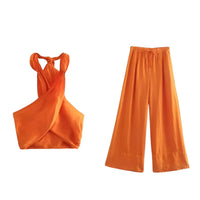 Thumbnail for Khaki Suits Women Sleeveless Halter Sexy Crop Tops Women's Streetwear Fashion Set High Waist Wide Leg Pants + Halter Top, Drestiny, Sets, Pant Sets, Casual Pants, Casual Shirts, Sleeveless, Crop Tops, XS, S, M, L, White, Grey, Orange, Khaki, United States, Canada, Australia, New Zealand, United Kingdom, women's streetwear sets, ladies streetwear outfits, street style sets for women, trendy streetwear women, matching streetwear sets women, co-ord streetwear women, urban fashion sets female, shopdrestiny.com