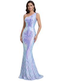 Thumbnail for Women's Stretchy One Shoulder Sleeveless Sequined Maxi Dress