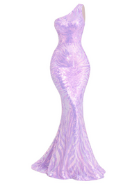 Thumbnail for Lavender sequin evening gown on a white background