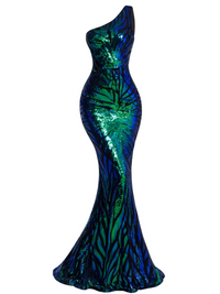 Thumbnail for Blue and green sequin dress on a white background