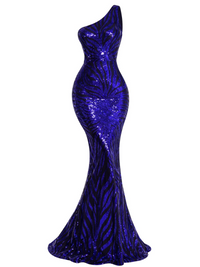 Thumbnail for Blue sequin evening gown on a white background