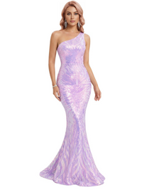 Thumbnail for Women's Stretchy One Shoulder Sleeveless Sequined Maxi Dress