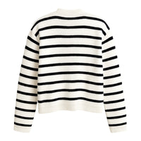 Thumbnail for Women's black and white striped sweater on a white background
