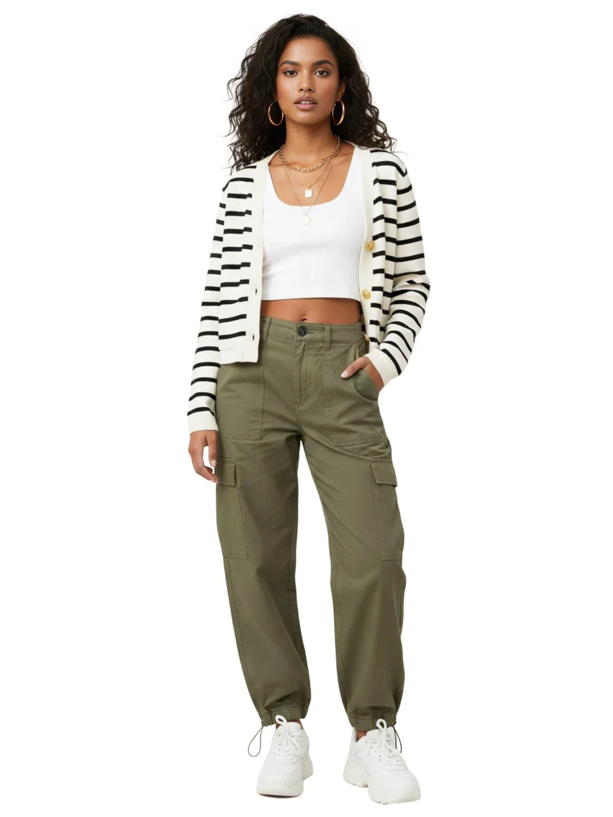 Women's Striped Cardigan Spring Autumn O-Neck Single Breasted Long Sleeve Crop Tops Fashion Casual Chic Female Sweaters