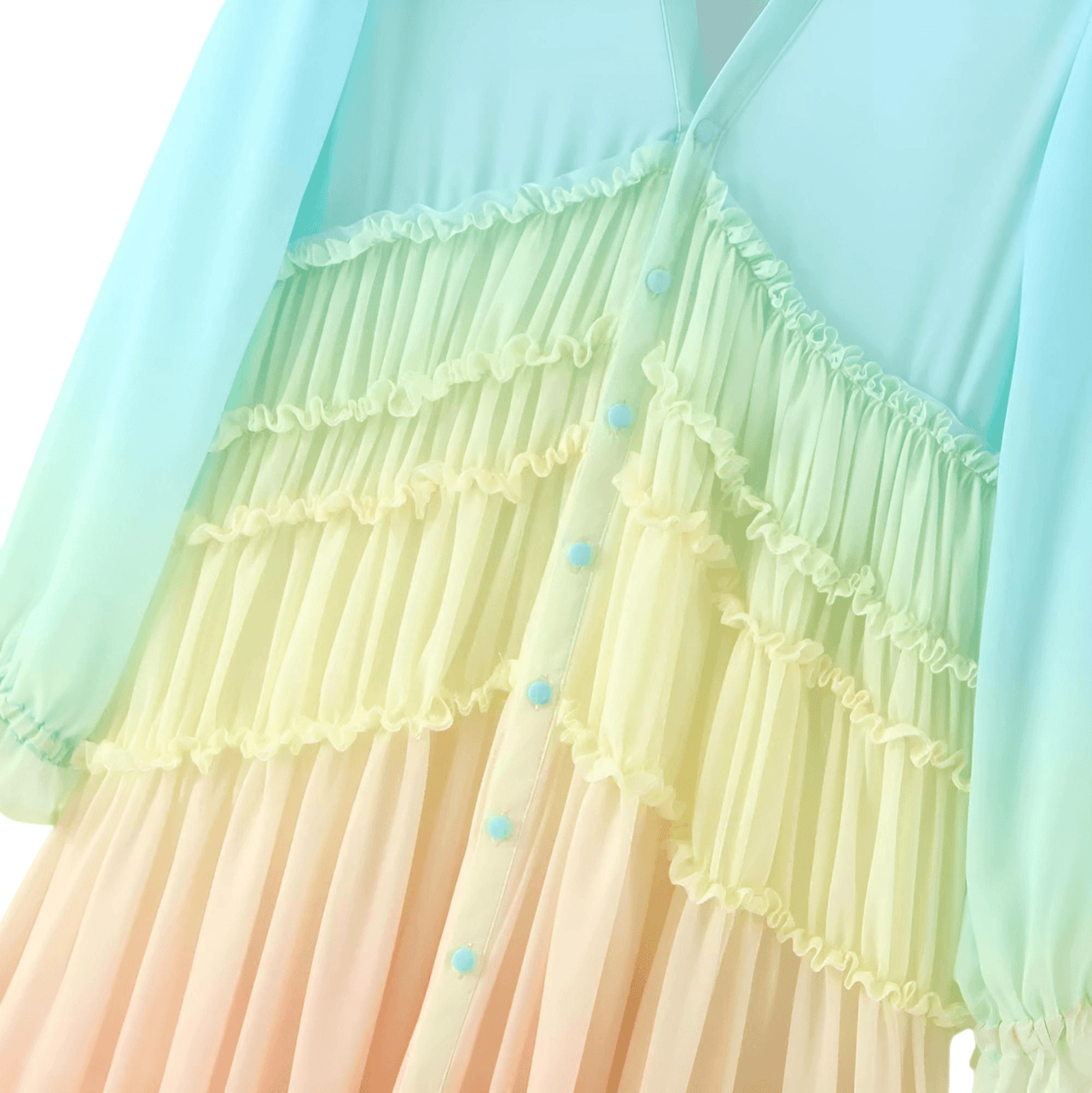 Women's Summer Bohemian Dress Gradient Elegant Maxi Dress Patchwork Rainbow Color Party Dress Ruffles, Drestiny, Dresses, Long Sleeves, Maxi Dresses, Ankle Length Dresses, Rainbow, S, M, L, United States, USA, Canada, Australia, New Zealand, United Kingdom, UK, bohemian summer dress, women's boho dress, casual summer dress, beach dress, boho summer dress, summer maxi dress, beach dress women, womens bohemian dress, shopdrestiny.com