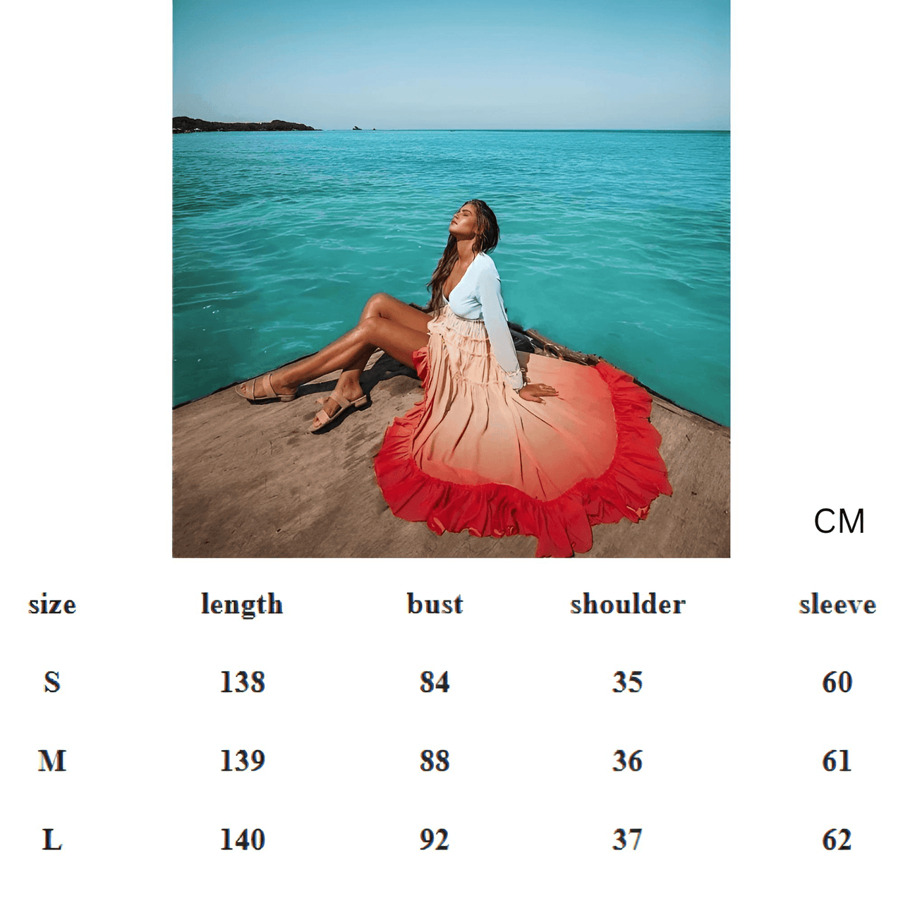 Women's Summer Bohemian Dress Gradient Elegant Maxi Dress Patchwork Rainbow Color Party Dress Ruffles, Drestiny, Dresses, Long Sleeves, Maxi Dresses, Ankle Length Dresses, Rainbow, S, M, L, United States, USA, Canada, Australia, New Zealand, United Kingdom, UK, bohemian summer dress, women's boho dress, casual summer dress, beach dress, boho summer dress, summer maxi dress, beach dress women, womens bohemian dress, shopdrestiny.com