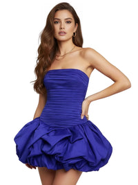 Thumbnail for Women's Summer Strapless Mini Dress Bandeau High Waist Patchwork Folds Slimming Dresses Female