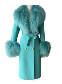 Thumbnail for Women's Wool Cashmere Coat With Real Mongolian Sheep Fur Collar and Cuffs Ladies Double Faced Coats Belted Winter Fall Long Coat -, Coats , Drestiny , Australia, Black, Blue, Brown, Coats, Coffee, Dark Brown, Fuchsia, Green, Khaki, L, Light Grey, Light Purple, Lilac, M, Mint, Mint Green, Neon Green, Orange, Pink, Purple, Red, Royal Blue, S, Teal, United Kingdom, United States, Violet Red, White, XL, XXL , Drestiny , www.shopdrestiny.com