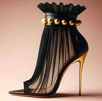 Thumbnail for Black Mesh with Gold Stud Thin Heeled High Stiletto Heel Ankle Boots Open Pointed Toe Stilettos Heels Sexy Short Boots Women, Drestiny, Heels, High Heels, Ankle Boots, Gold and Black, Peep Toe, Sandals, Stilettos, United States, USA, Australia, New Zealand, United Kingdom, Stiletto ankle boots, High heel ankle boots, black stiletto ankle boots,4, 5, 6, 6.5, 7.5, 8.5, 9, 9.5, 10, 10.5, 12, 13, 13.5, shopdrestiny.com
