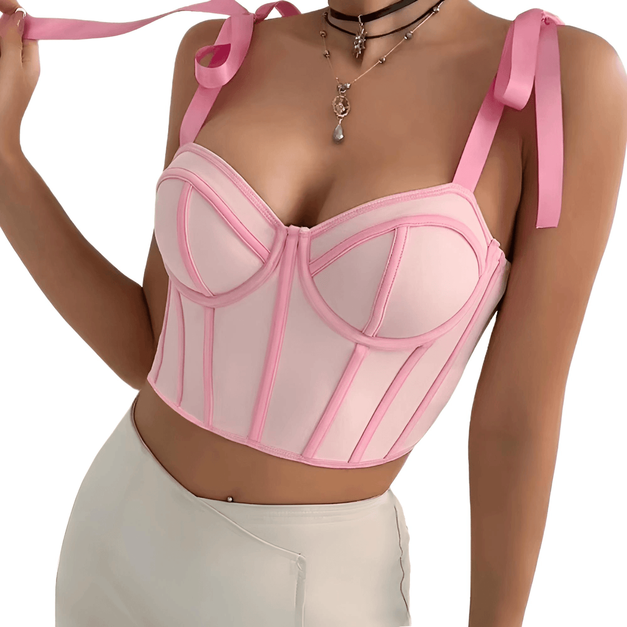 Women's Trendy Lace Up Straps Crop Top -, Crop Top , Drestiny , Apricot, Australia, Black, Canada, Casual Shirts, Crop Tops, Dress Shirts, Gender_Women, L, M, New Zealand, Pink, S, Red, Sleeveless, United Kingdom, United States , Drestiny , www.shopdrestiny.com
