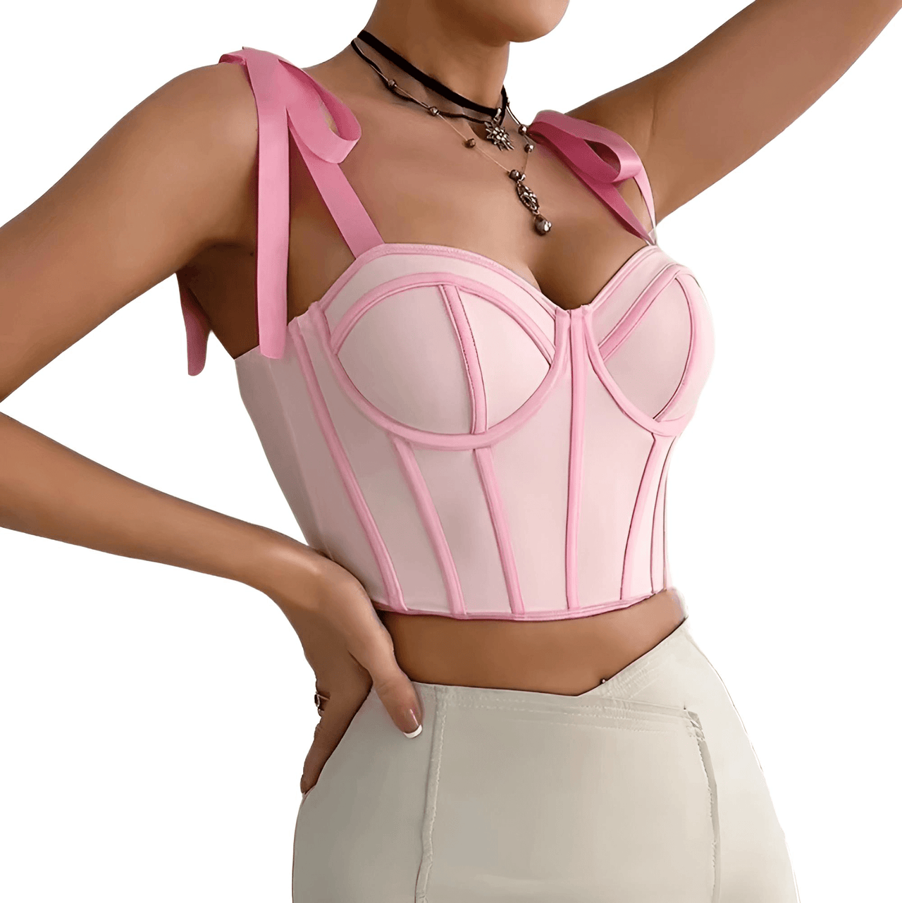 Women's Trendy Lace Up Straps Crop Top -, Crop Top , Drestiny , Apricot, Australia, Black, Canada, Casual Shirts, Crop Tops, Dress Shirts, Gender_Women, L, M, New Zealand, Pink, S, Red, Sleeveless, United Kingdom, United States , Drestiny , www.shopdrestiny.com