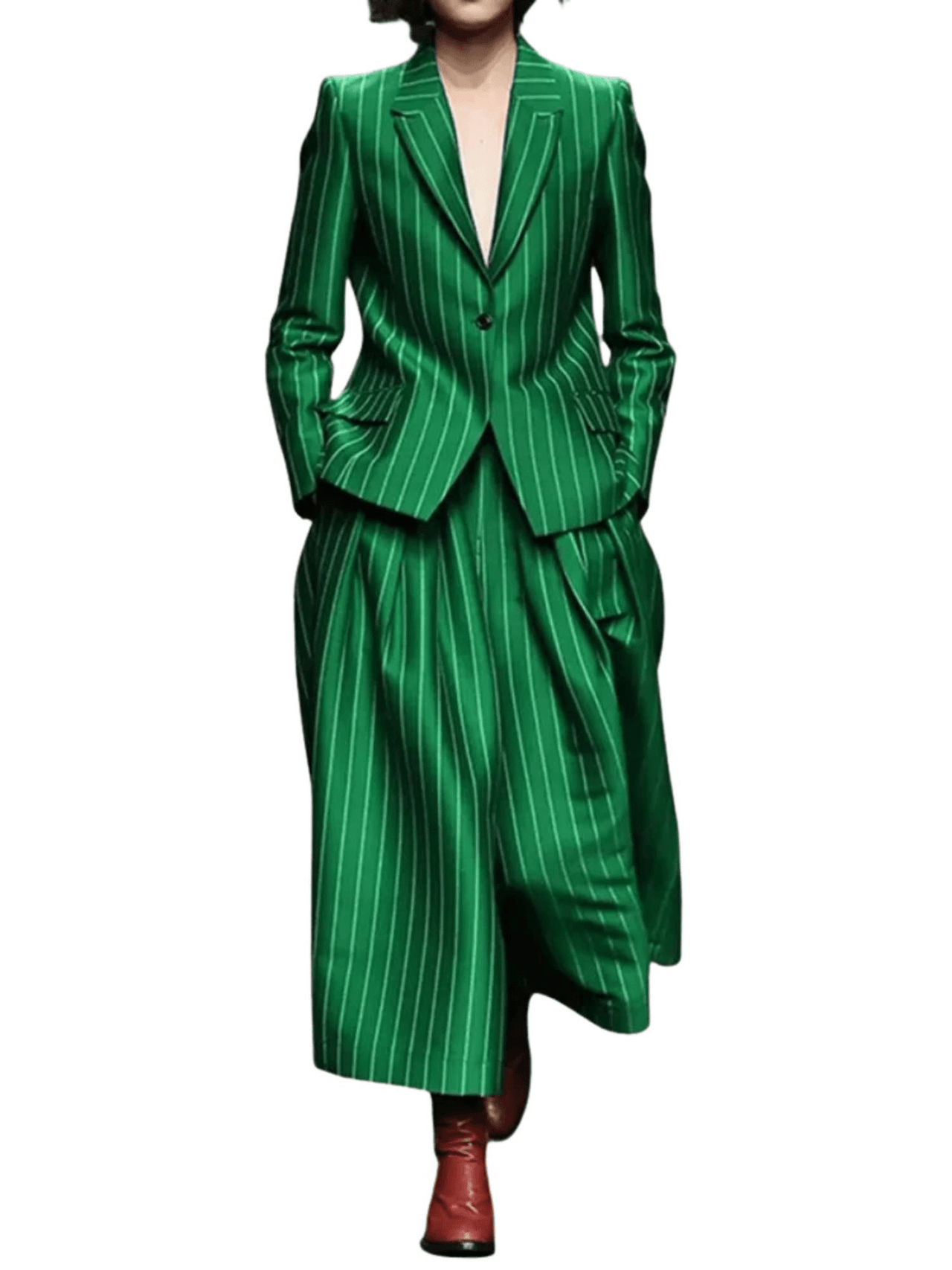 Women's Trendy Pant Sets Autumn British Style Striped Loose Wide Leg Women's England Capris Urban Women's Blazer Set, Drestiny, Sets, Pant Sets, Pant Suits, Dress Pants, Jackets, Blazers, Wine Red, Green, S, M, L, XL, XXL, 4, 6, 8, 10, 12, 14, United States, Canada, Australia, New Zealand, United Kingdom, shopdrestiny.com