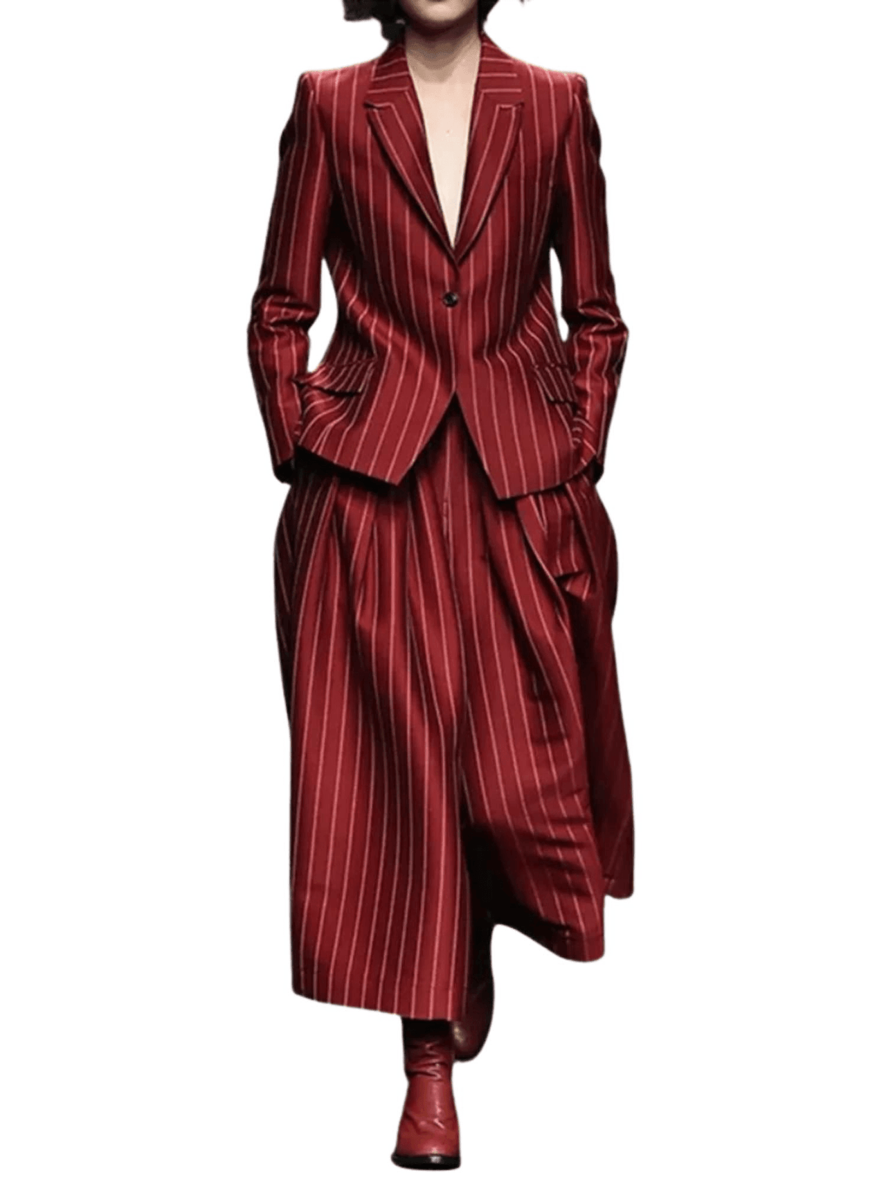 Women's Trendy Pant Sets Autumn British Style Striped Loose Wide Leg Women's England Capris Urban Women's Blazer Set, Drestiny, Sets, Pant Sets, Pant Suits, Dress Pants, Jackets, Blazers, Wine Red, Green, S, M, L, XL, XXL, 4, 6, 8, 10, 12, 14, United States, Canada, Australia, New Zealand, United Kingdom, shopdrestiny.com