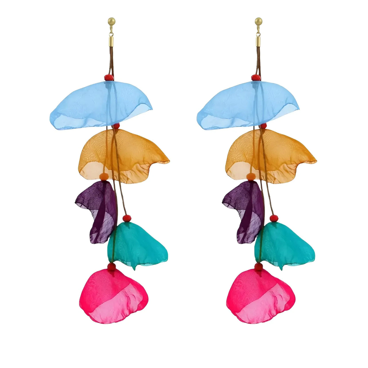 Boho-Chic Tulle Cloth Women's Flower Earrings - "Must Have*