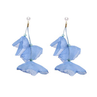 Thumbnail for Boho-Chic Tulle Cloth Women's Flower Earrings - 