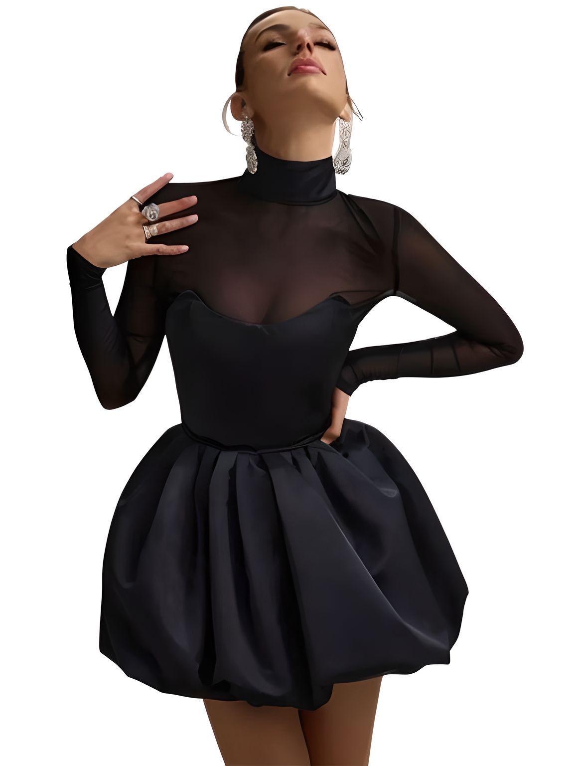 Women's Turtleneck Sheer Long Sleeve Sexy Mini Dress Black See Through High Waist A-line Club Party Dress Elegant, Mini Dresses, Drestiny, Dresses, Black Dresses, Black Mini Dresses, Long Sleeves, Turtlenecks, Mesh Dress, Short Dresses, S, M, L, United States, Canada, Australia, New Zealand, United Kingdom, Black, Shopdrestiny.com