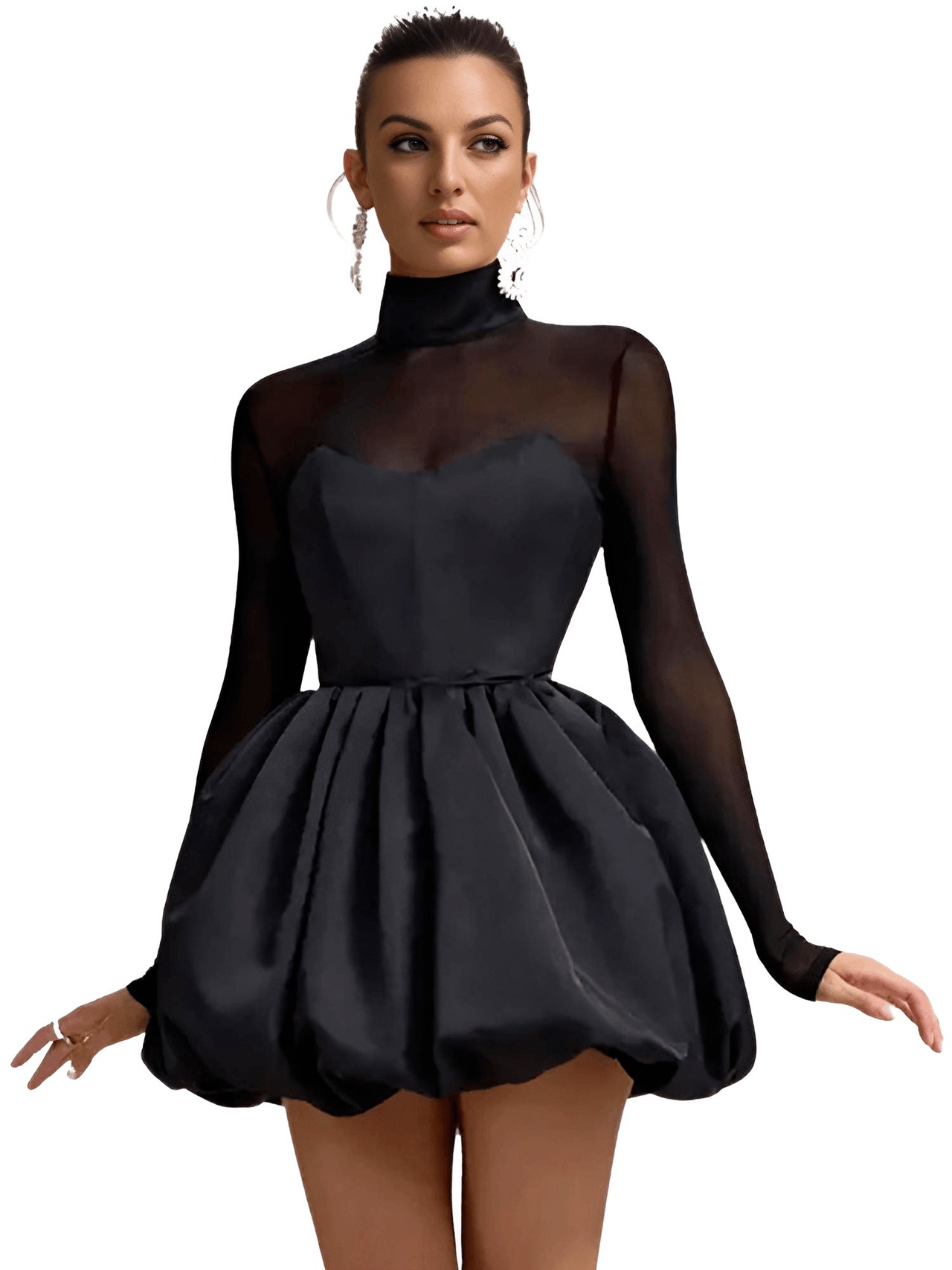 Women's Turtleneck Sheer Long Sleeve Sexy Mini Dress Black See Through High Waist A-line Club Party Dress Elegant, Mini Dresses, Drestiny, Dresses, Black Dresses, Black Mini Dresses, Long Sleeves, Turtlenecks, Mesh Dress, Short Dresses, S, M, L, United States, Canada, Australia, New Zealand, United Kingdom, Black, Shopdrestiny.com
