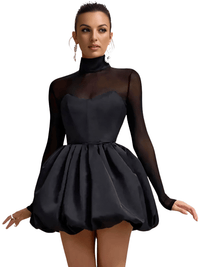 Thumbnail for Women's Turtleneck Sheer Long Sleeve Sexy Mini Dress Black See Through High Waist A-line Club Party Dress Elegant, Mini Dresses, Drestiny, Dresses, Black Dresses, Black Mini Dresses, Long Sleeves, Turtlenecks, Mesh Dress, Short Dresses, S, M, L, United States, Canada, Australia, New Zealand, United Kingdom, Black, Shopdrestiny.com