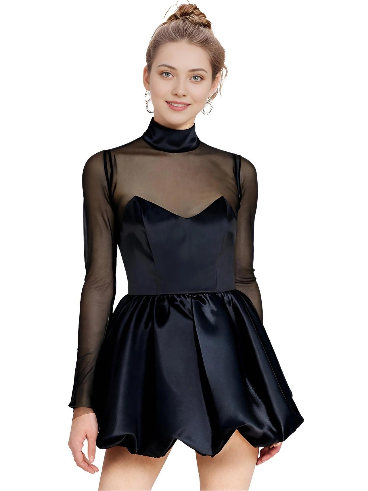 Women's Turtleneck Sheer Long Sleeve Sexy Mini Dress Black See Through High Waist A-line Club Party Dress Elegant, Mini Dresses, Drestiny, Dresses, Black Dresses, Black Mini Dresses, Long Sleeves, Turtlenecks, Mesh Dress, Short Dresses, S, M, L, United States, Canada, Australia, New Zealand, United Kingdom, Black, Shopdrestiny.com