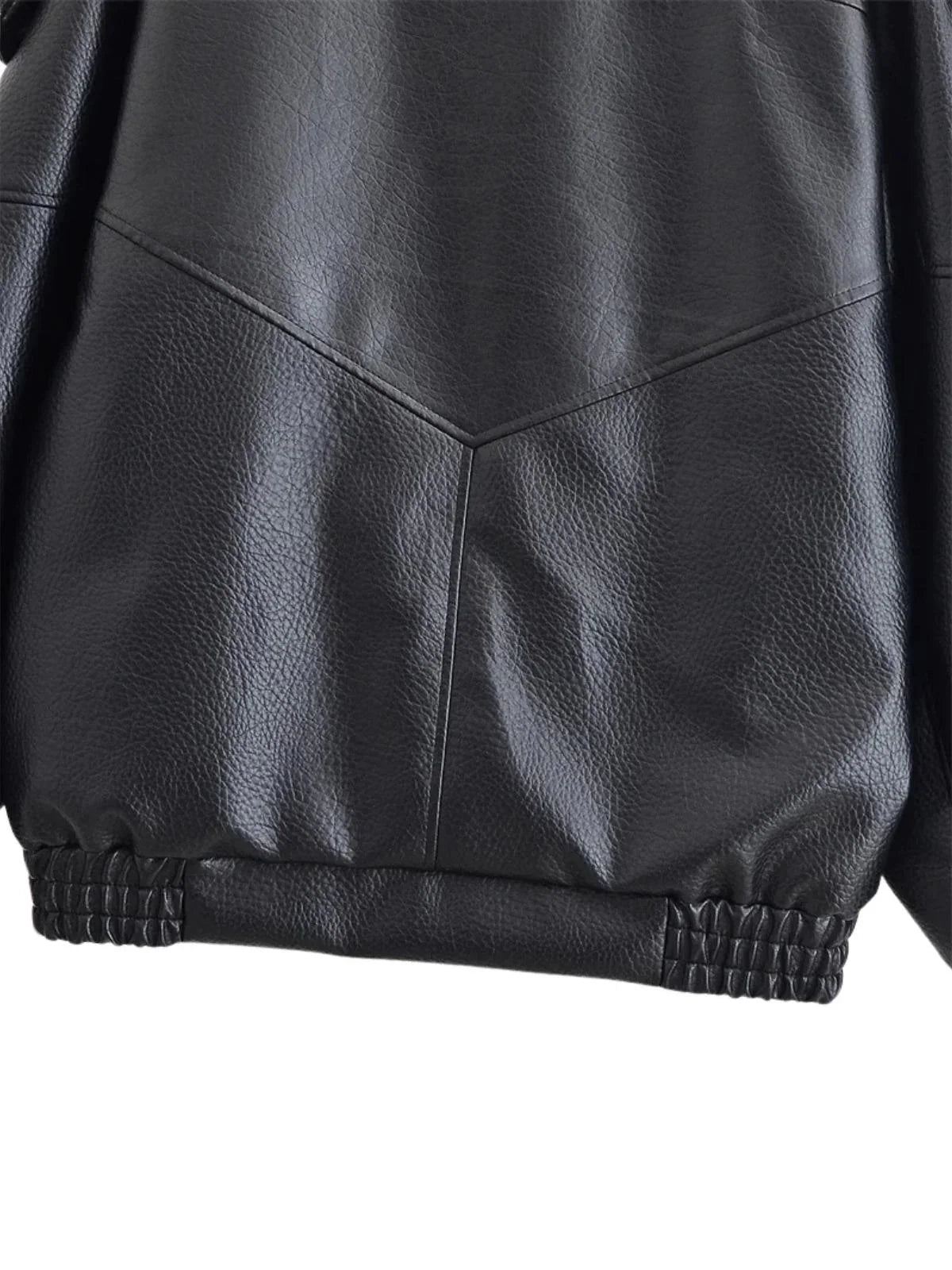 Women's Vegan Leather Bomber Jacket Pebble Faux Leather Jacket Motorcycle Style Trending Fashion