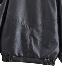 Thumbnail for Women's Vegan Leather Bomber Jacket Pebble Faux Leather Jacket Motorcycle Style Trending Fashion