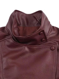Thumbnail for Women's Vegan Leather Bomber Jacket Pebble Faux Leather Jacket Motorcycle Style Trending Fashion