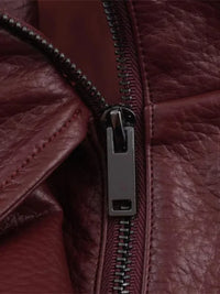 Thumbnail for Women's Vegan Leather Bomber Jacket Pebble Faux Leather Jacket Motorcycle Style Trending Fashion