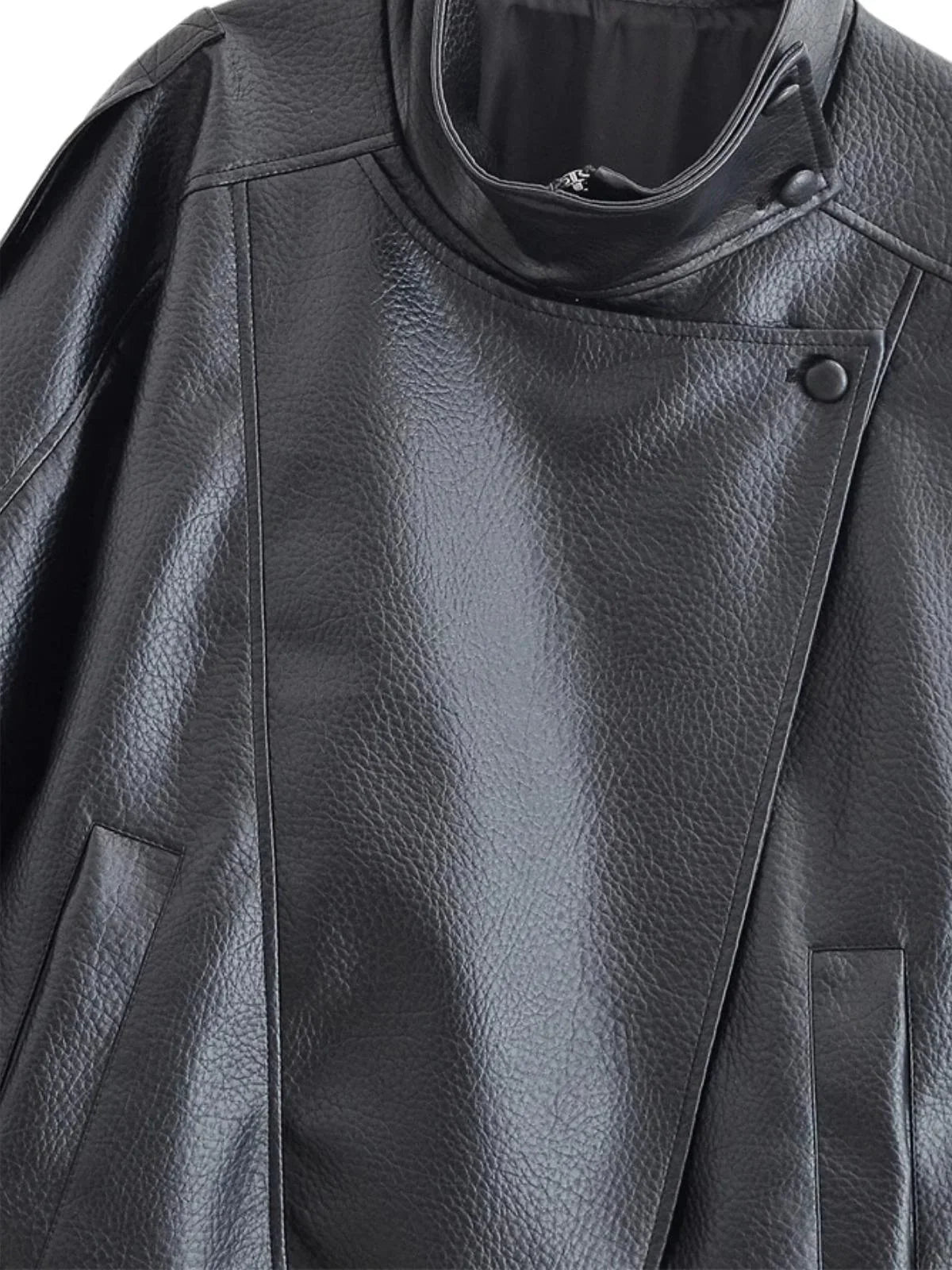 Women's Vegan Leather Bomber Jacket Pebble Faux Leather Jacket Motorcycle Style Trending Fashion