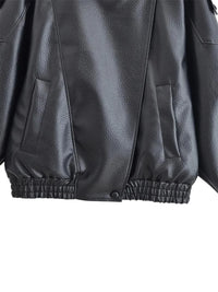 Thumbnail for Women's Vegan Leather Bomber Jacket Pebble Faux Leather Jacket Motorcycle Style Trending Fashion