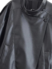 Thumbnail for Women's Vegan Leather Bomber Jacket Pebble Faux Leather Jacket Motorcycle Style Trending Fashion