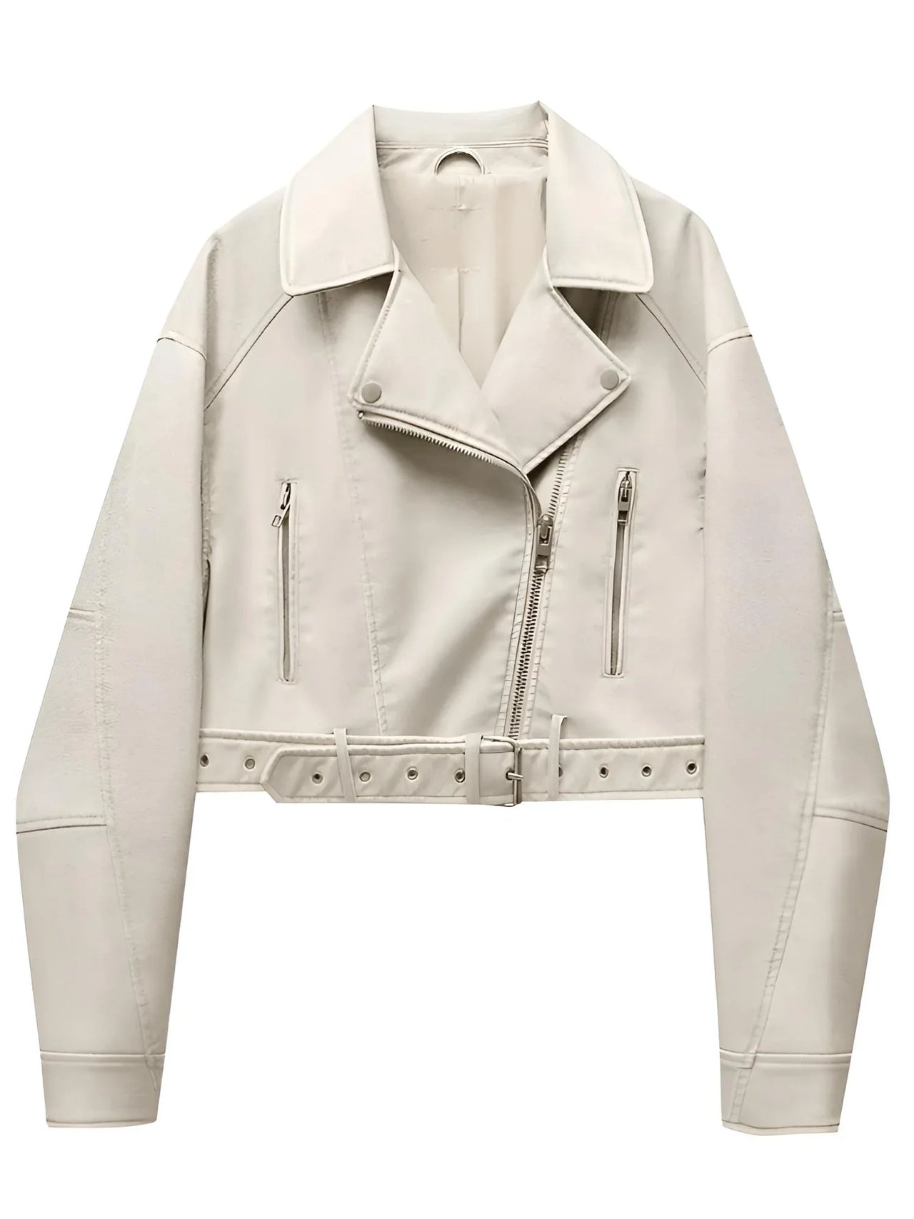 Beige leather jacket on a white background