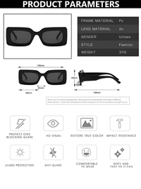 Thumbnail for Women's Vintage Rectangle Frame Sunglasses Ladies Eyewear UV400, Drestiny, Sunglasses, United States, USA, Canada, Australia, New Zealand, United Kingdom, Gender_Women, UK, Leopard Gradient Tea, Matte Purple Grey, Pink Grey, Green Blue, Black Grey, Jelly Green Tea, Tea Gradient Tea, Purple Gradient Tea, Blue Blue, Colorful, Pink Gradient Pink, Purple Double Purple, Jelly Blue,  Women's vintage rectangle sunglasses, Retro rectangle sunglasses women, Small rectangle sunglasses women vintage, shopdrestiny.com