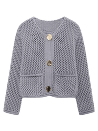 Thumbnail for Women's Vintage Sweater With Pockets Single Breasted Knitted Sweater Chic Lady -, Sweaters , Drestiny , 10, 4, 6, 8, Australia, Black, Brown, Cardigans, FR, Gold, L, Long Sleeves, M, Purple, S, Sweaters, United Kingdom, 
red, grey, green, beige, United States, Wine Red , Drestiny , www.shopdrestiny.com