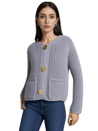 Thumbnail for Women's Vintage Sweater With Pockets Single Breasted Knitted Sweater Chic Lady -, Sweaters , Drestiny , 10, 4, 6, 8, Australia, Black, Brown, Cardigans, FR, Gold, L, Long Sleeves, M, Purple, S, Sweaters, United Kingdom, 
red, grey, green, beige, United States, Wine Red , Drestiny , www.shopdrestiny.com