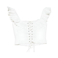 Thumbnail for White lace-up crop top on a white background